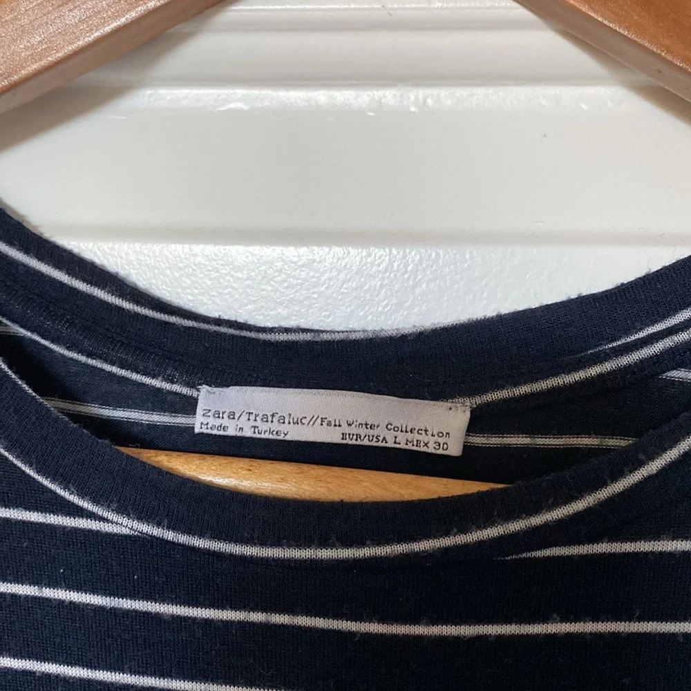 Zara Blue & White Striped Short Sleeve Shirt - Picture 2 of 3